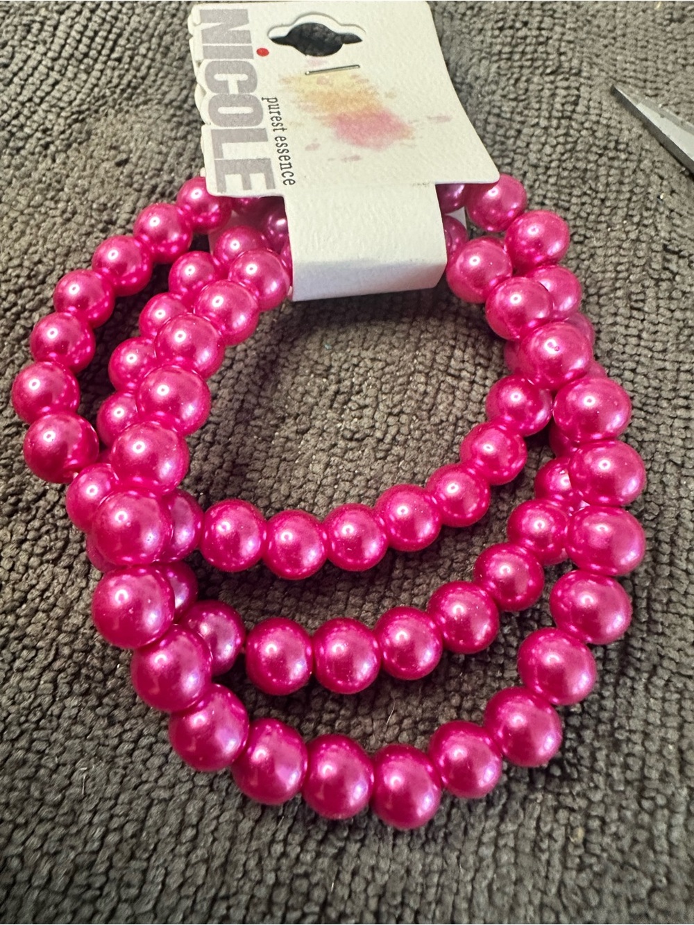 Nicole Shiny Hot Pink Bead Bracelet Set 3 piece